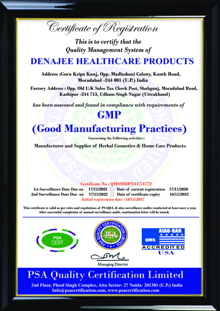 DENAJEE HEALTH CARE PRODUCTS OHSAS 18001 CERT 2020
