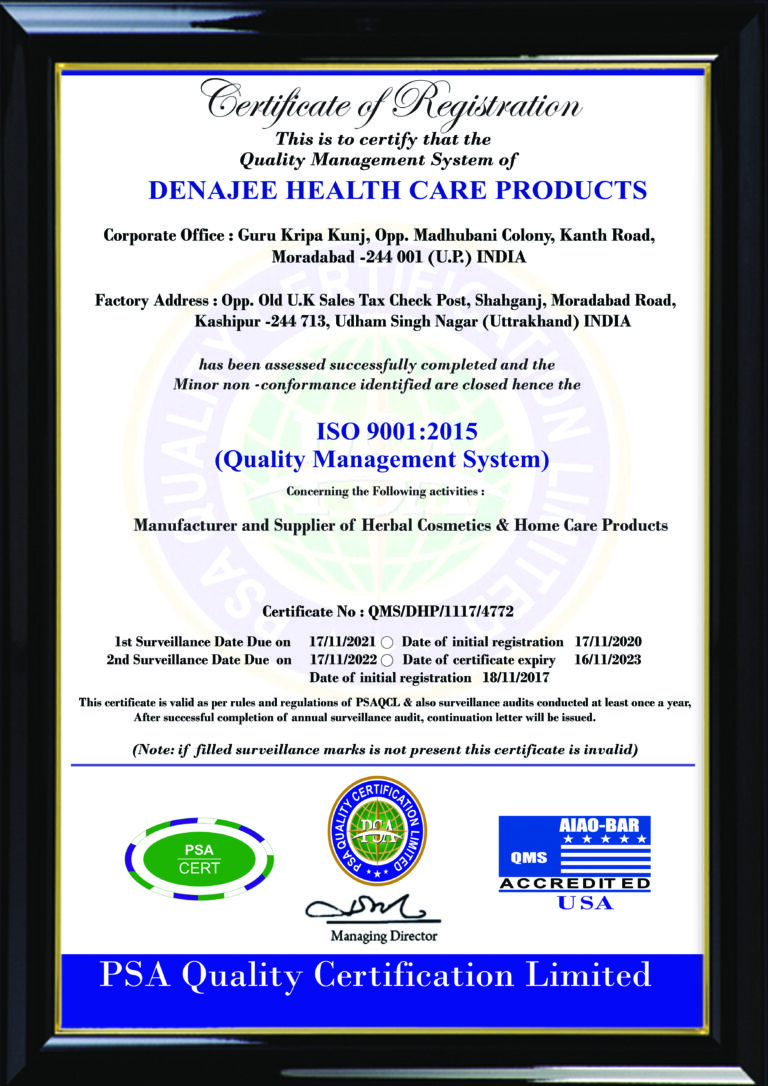 DENAJEE HEALTH CARE PRODUCTS OHSAS 18001 CERT 2020